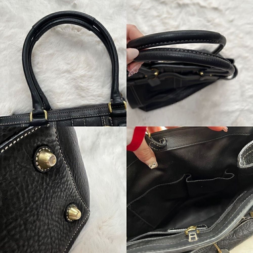 Vintage Coach Bag Y2K Black Leather Gold Hardware Top Handle Handbag Purse - Picture 10 of 11